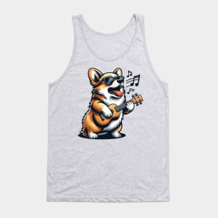 Dog Playing Guitar Singing Welsh Corgi Funny Corgi Grandma Tank Top